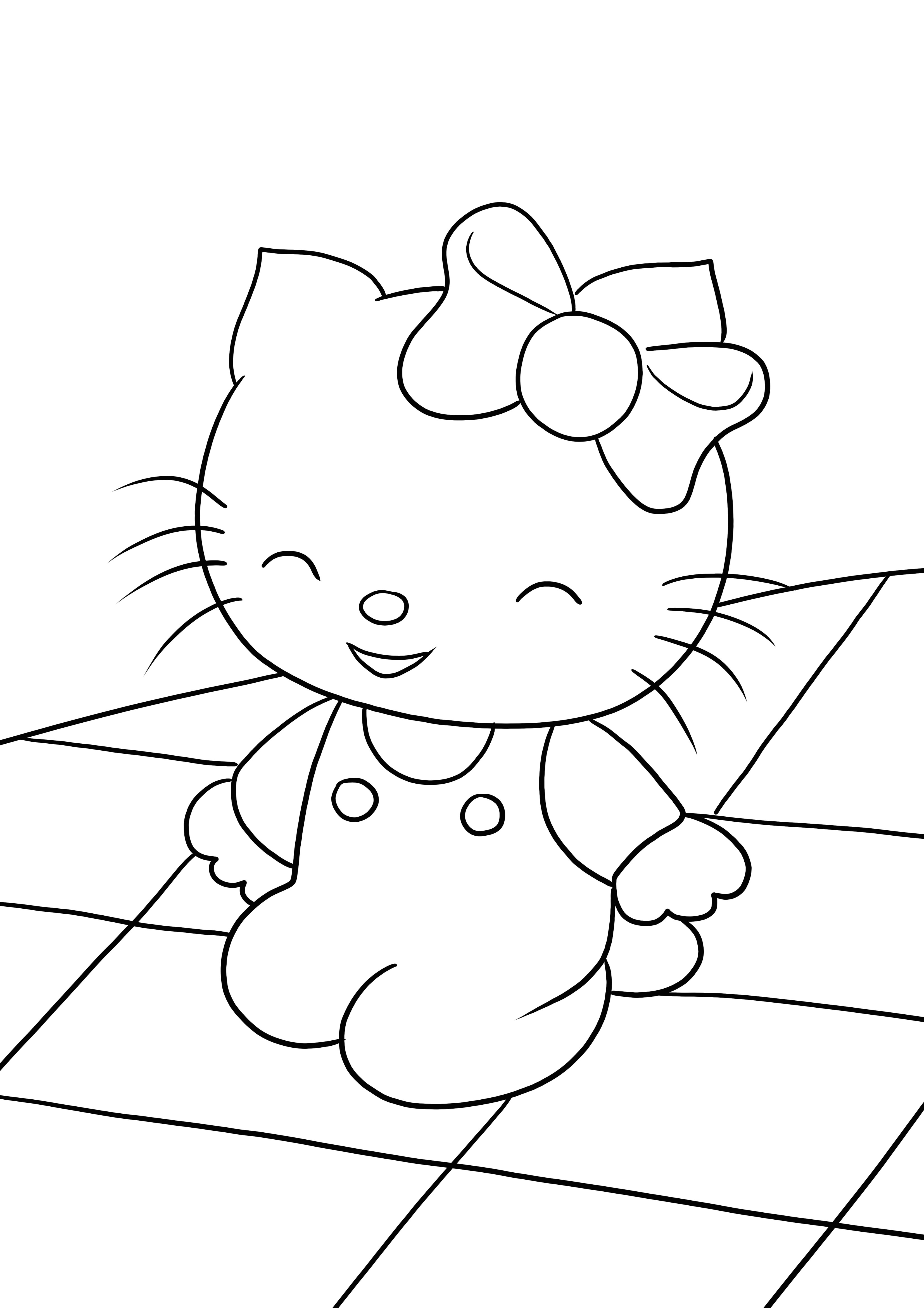 Happy Hello Kitty'miz burada ve ücretsiz olarak renklendirilmeye ve basılmaya hazır
