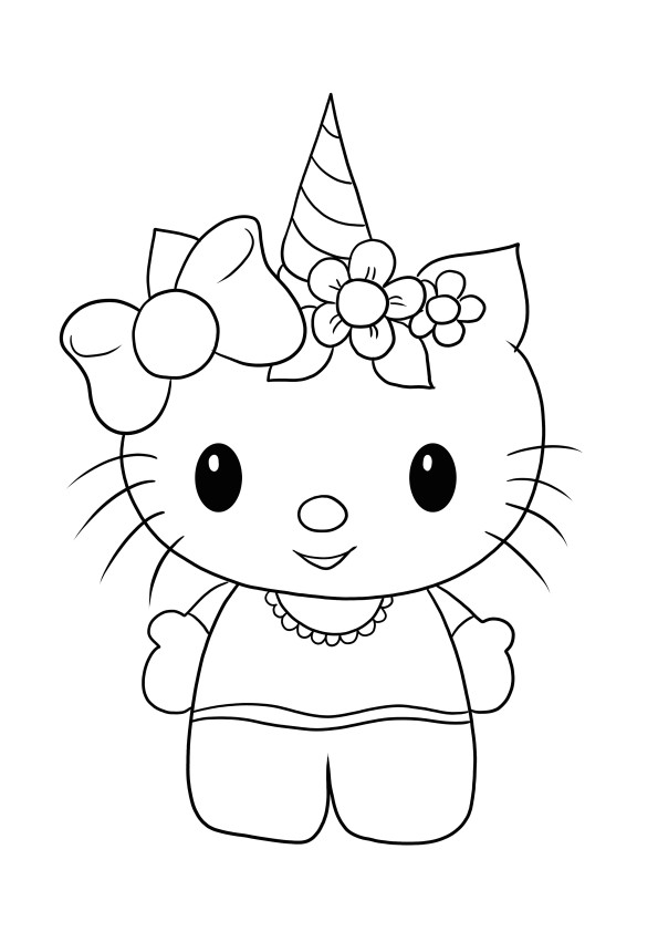 Hello Kitty and a nice unicorn headband to color and print free