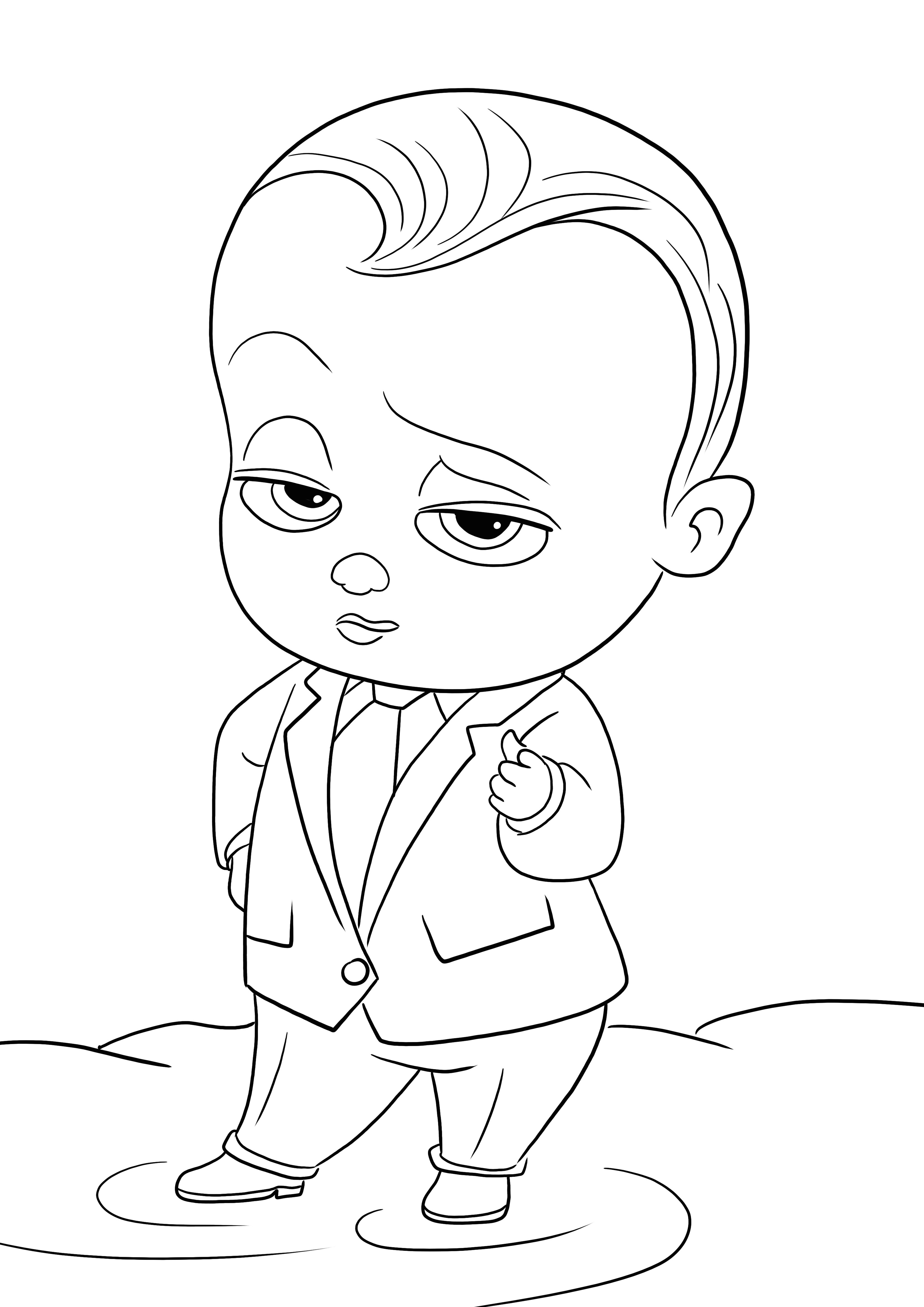 Free coloring of funny Baby Boss to print and download for kids