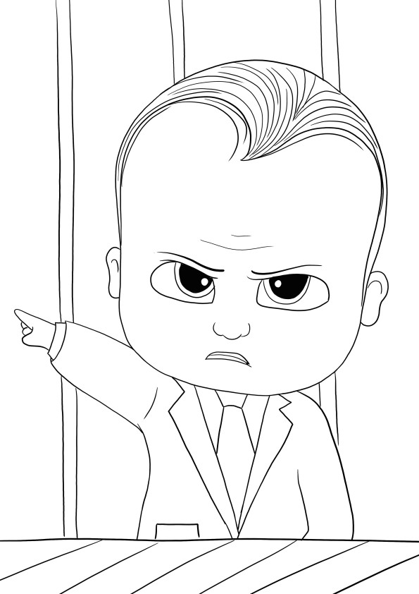 Angry Baby Boss - gratis te downloaden en gemakkelijk in te kleuren voor kinderen van alle leeftijden