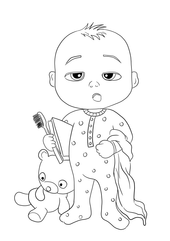 Baby Boss brushing teeth free printable for coloring picture for kids