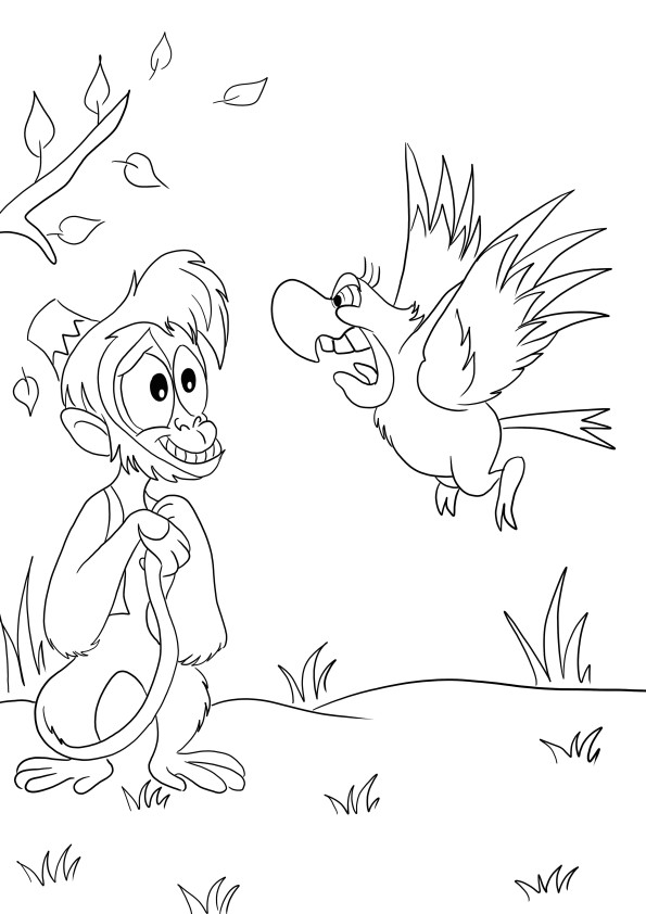 Abu and Iago-to print or download and color for free for kids to have fun