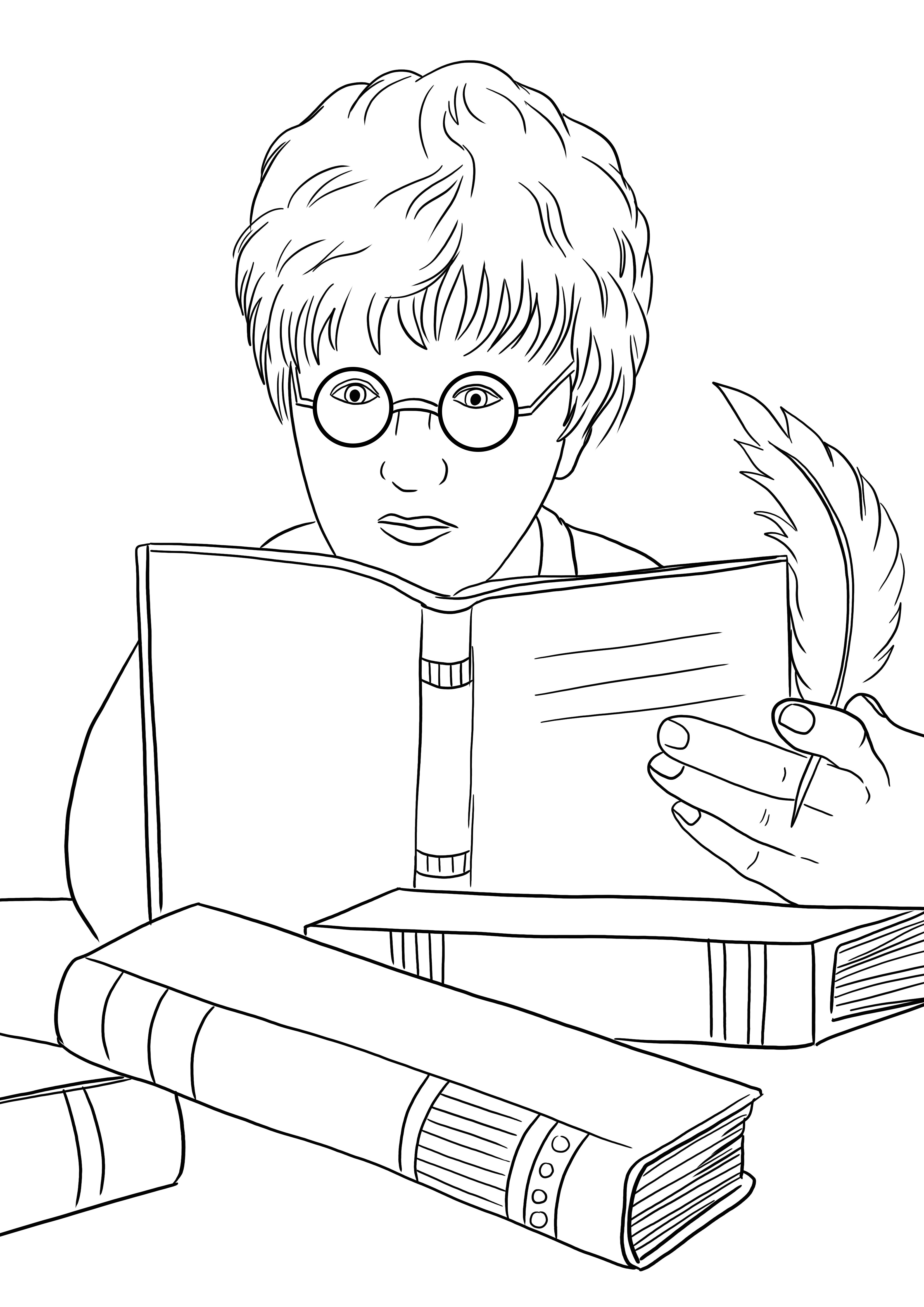 İndirmesi veya yazdırması ücretsiz ve renklendirmesi kolay Harry Potter ve büyü kitabı