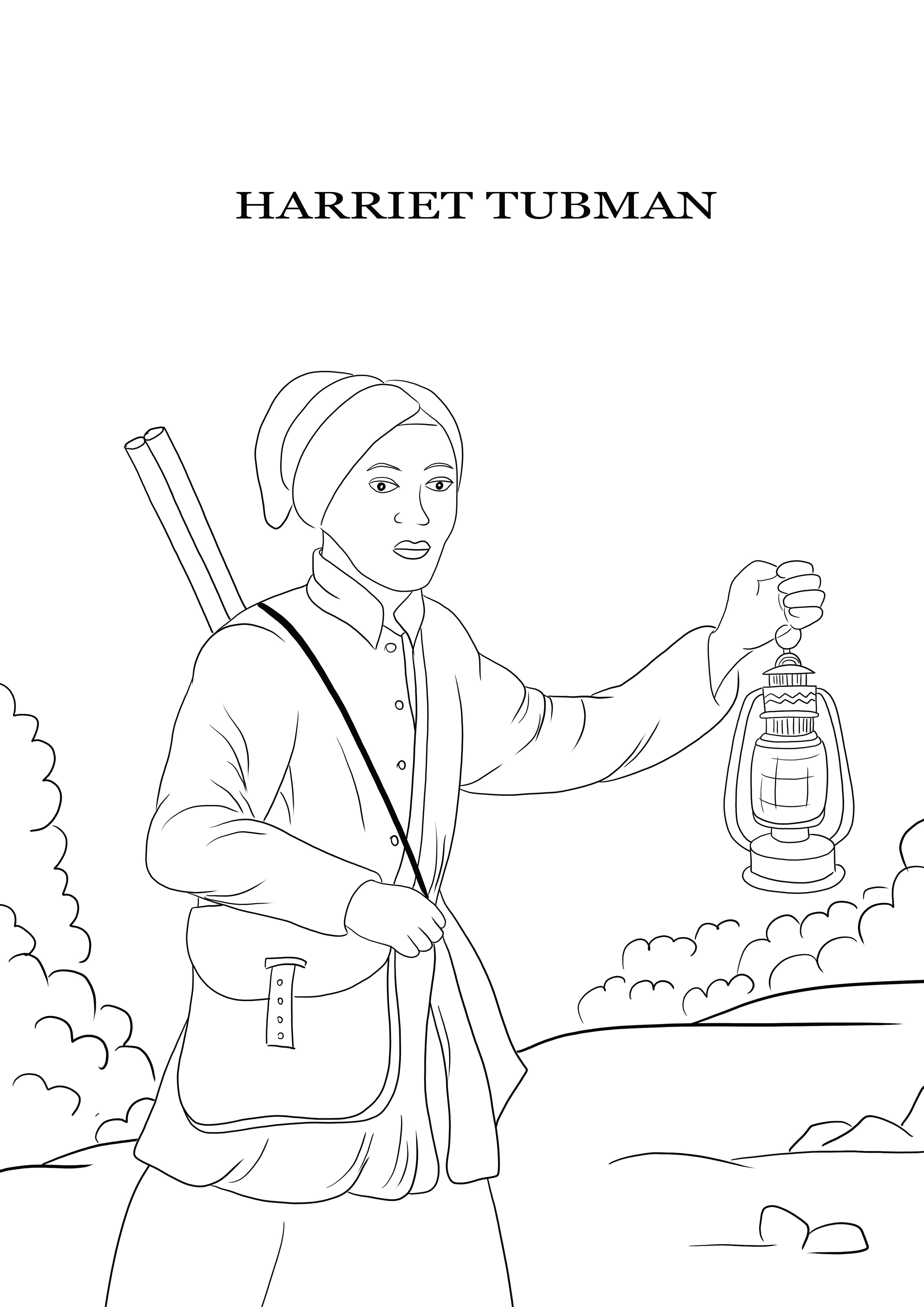 Harriet Tubman è libero di stampare e foglio semplice da colorare per bambini