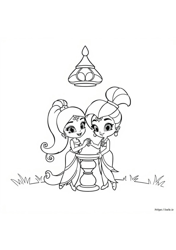 かがやきとシャイン ぬりえ ページ