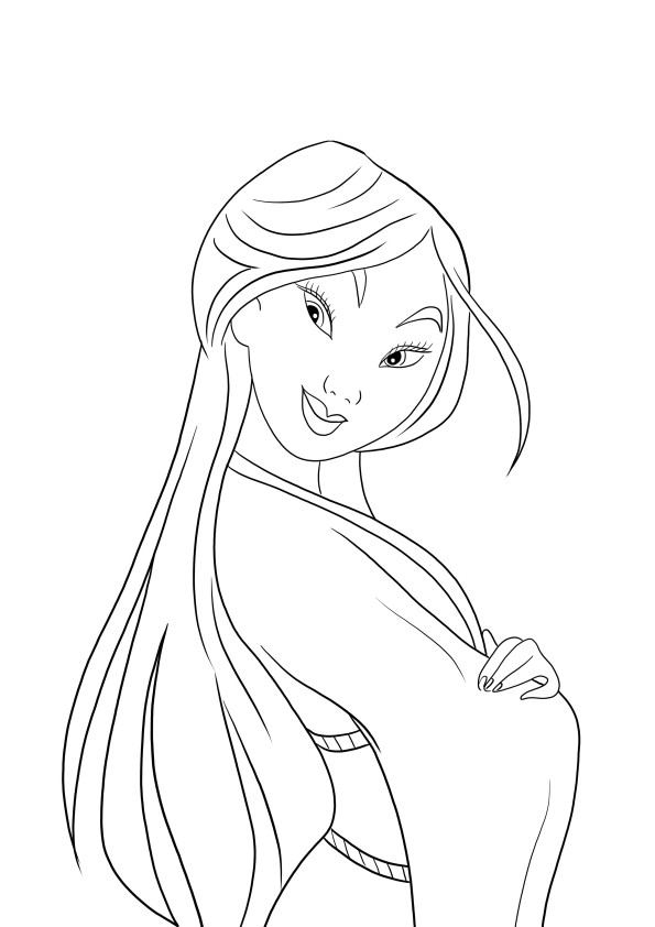 Notre image à colorier de la belle Mulan est là pour que vous puissiez l'imprimer gratuitement