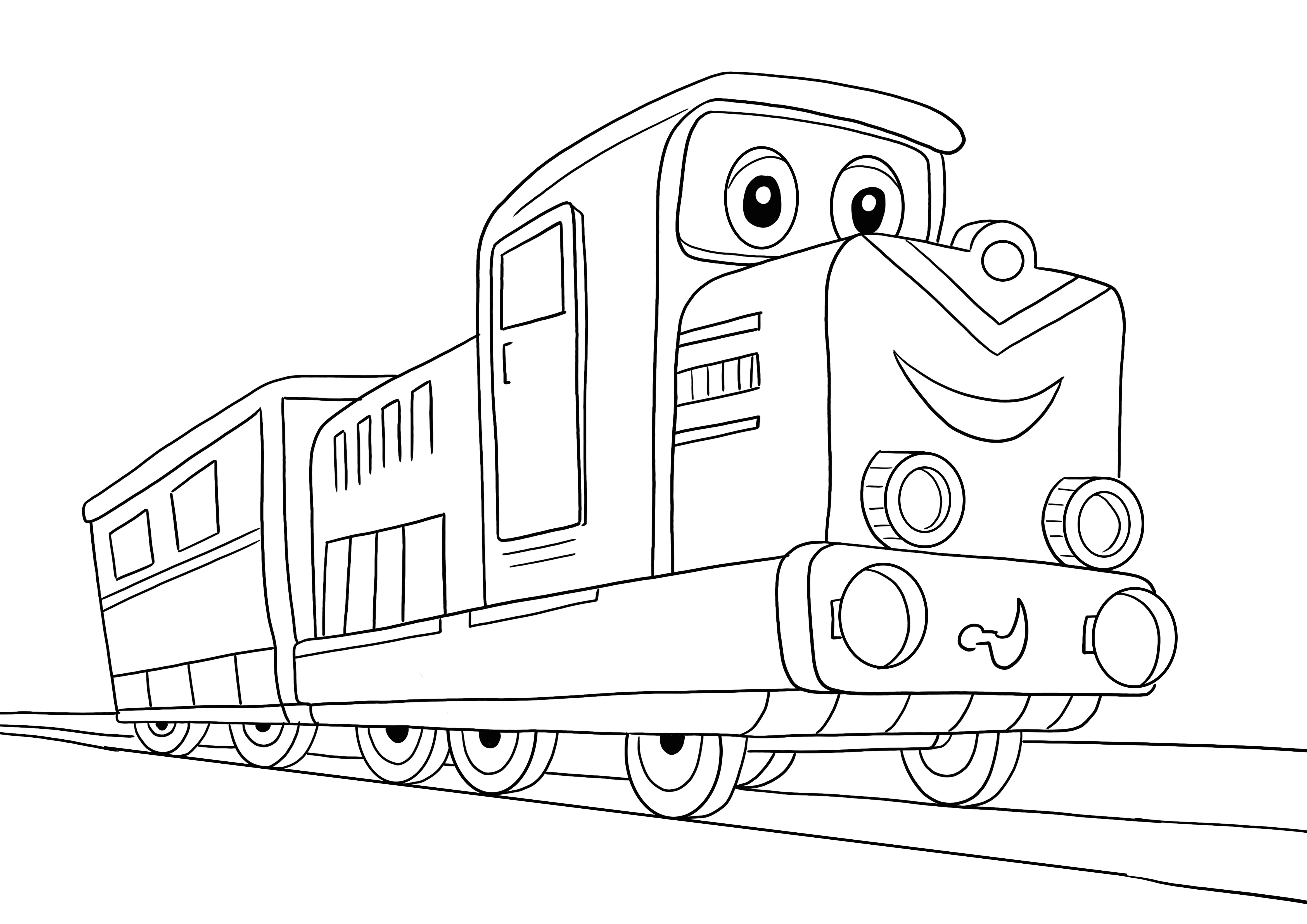 Aqui está a nossa imagem de coloração de trem dos desenhos animados para as crianças aprenderem com diversão
