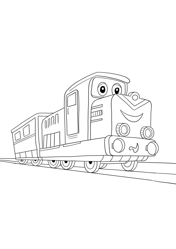 Iată imaginea noastră de colorat cu trenul din desene animate pentru ca copiii să învețe cu distracție