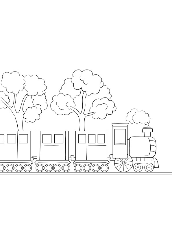 Train on the railway-free coloring and printing for kids of all ages
