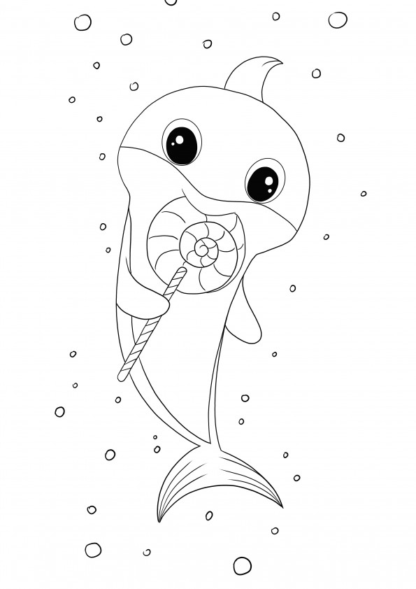 Baby Shark free coloring sheet easy to print or download