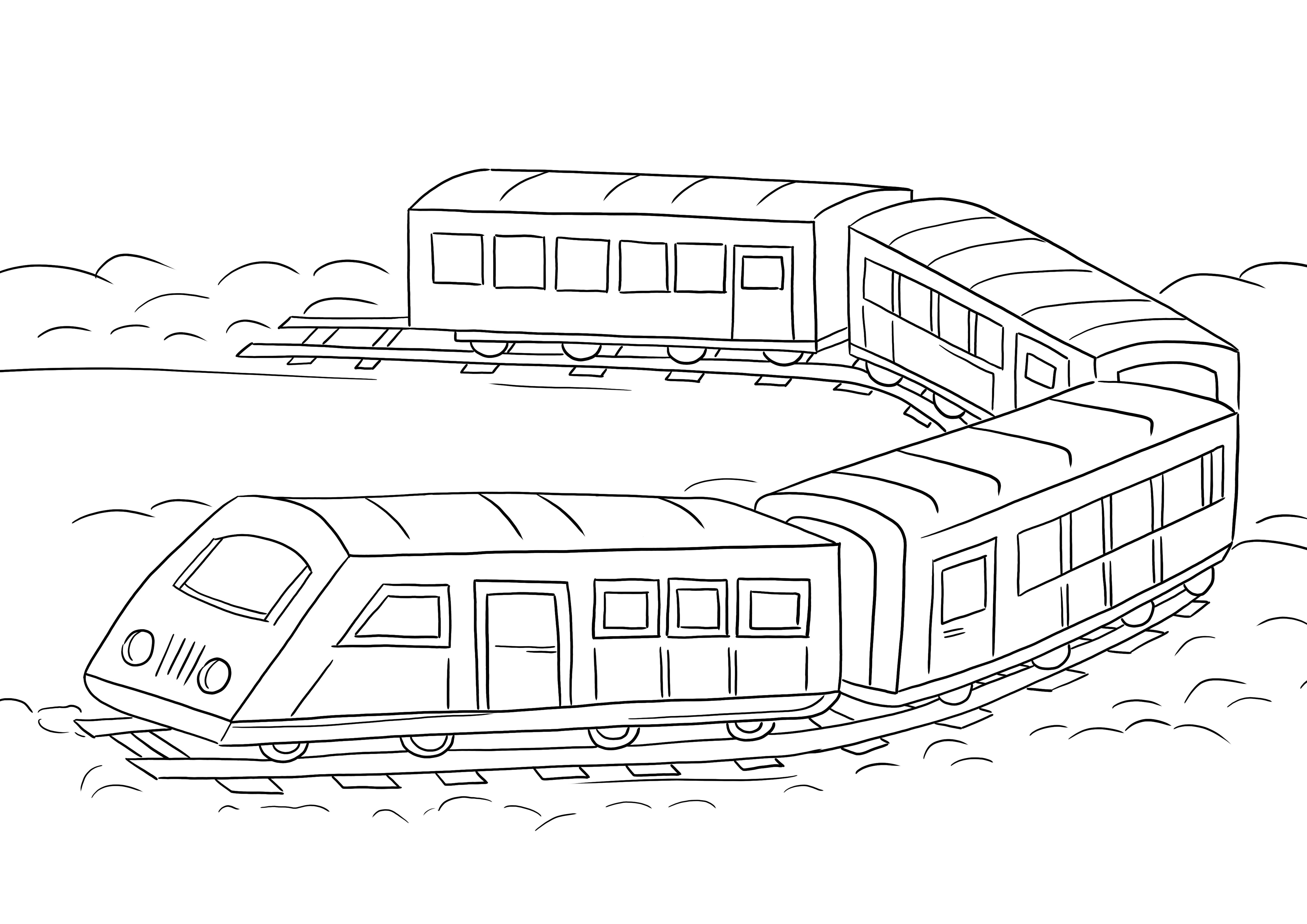 Einfach auszumalende Eisenbahnwaggons zum Ausdrucken oder kostenlosen Herunterladen