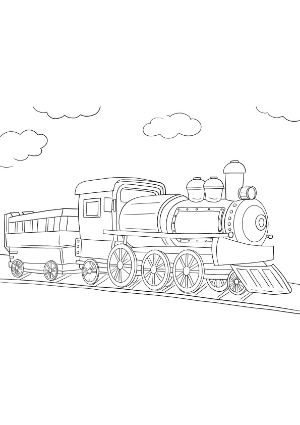 Une image à colorier gratuite d'une locomotive de train à imprimer ou à télécharger