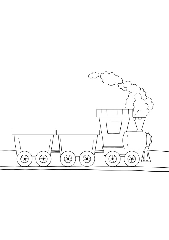 Trenul cu aburi pentru imagine de colorat pentru descărcare sau salvare pentru mai târziu pentru copii