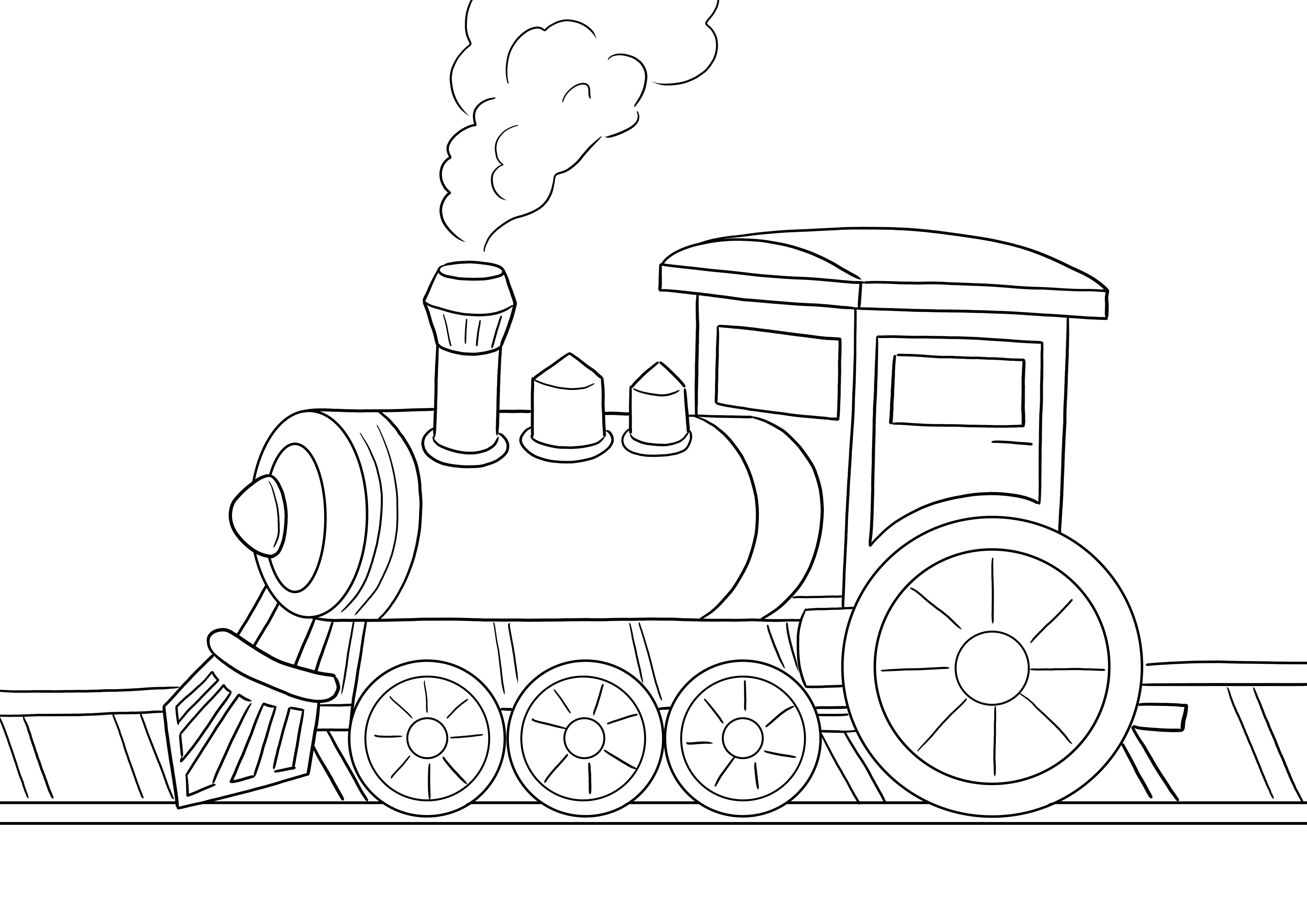 Dampflokomotive kostenlos zum Herunterladen und einfach zum Ausmalen zum spielerischen Lernen