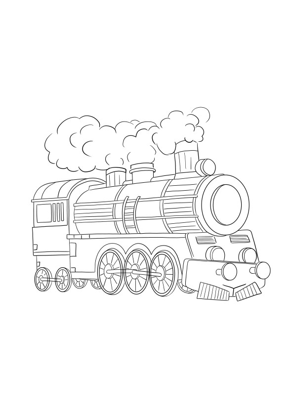 Locomotive à vapeur à colorier et image d'impression gratuite facile à colorier