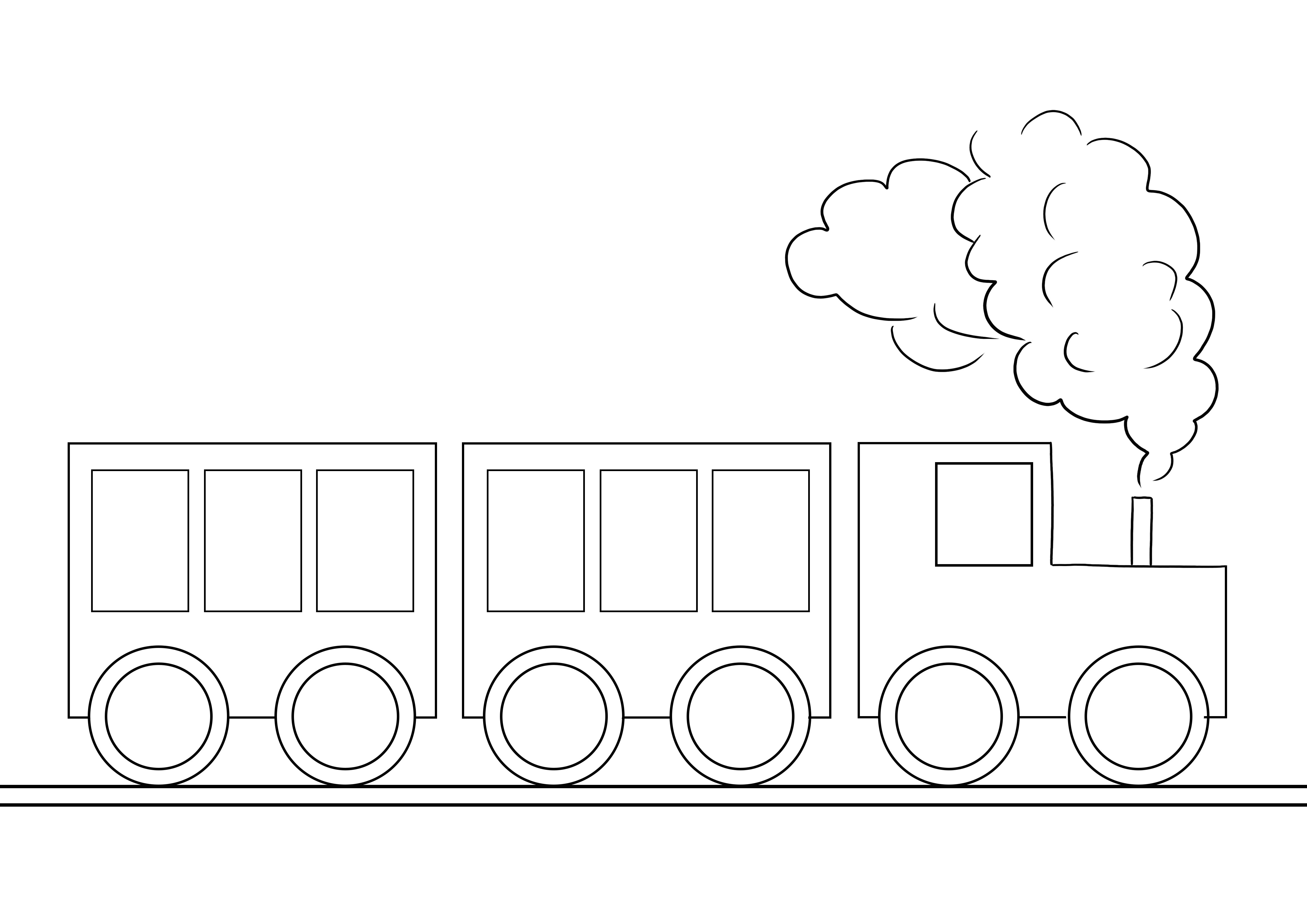 Gambar mewarnai kereta api yang sangat sederhana untuk dicetak atau diunduh secara gratis