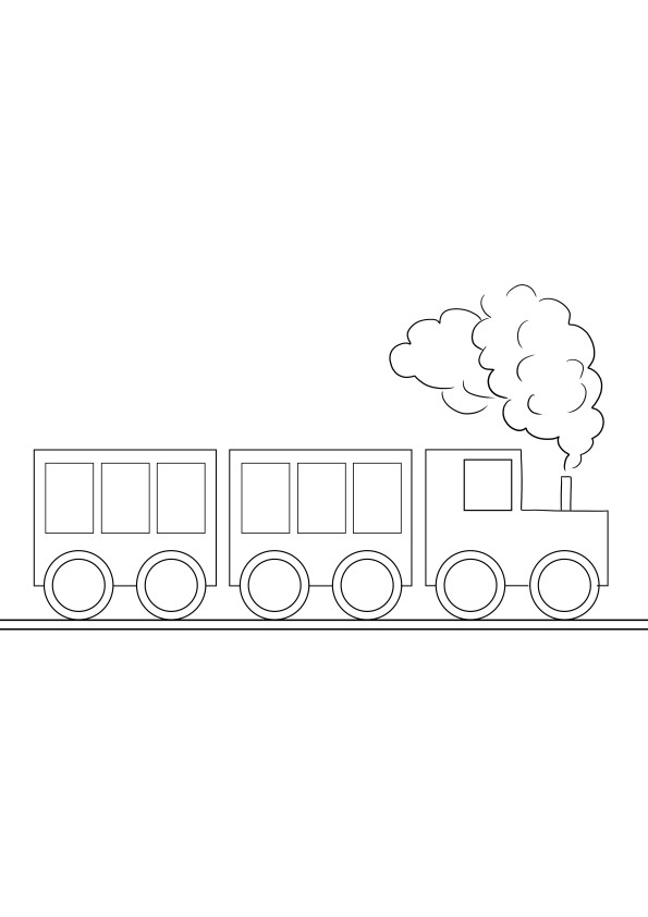 Een heel eenvoudige kleurplaat van een trein om gratis af te drukken of te downloaden
