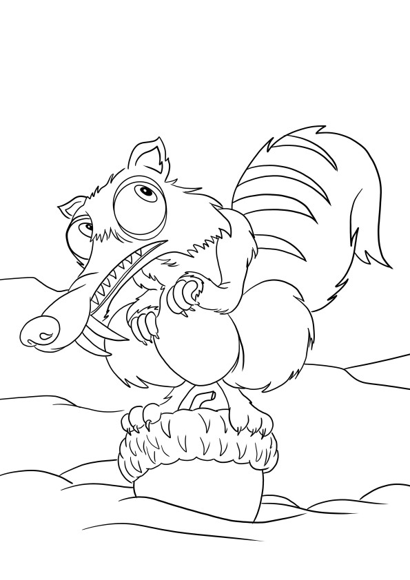 Scrat the squirrel from Ice Age-free to print and easy-to-color image