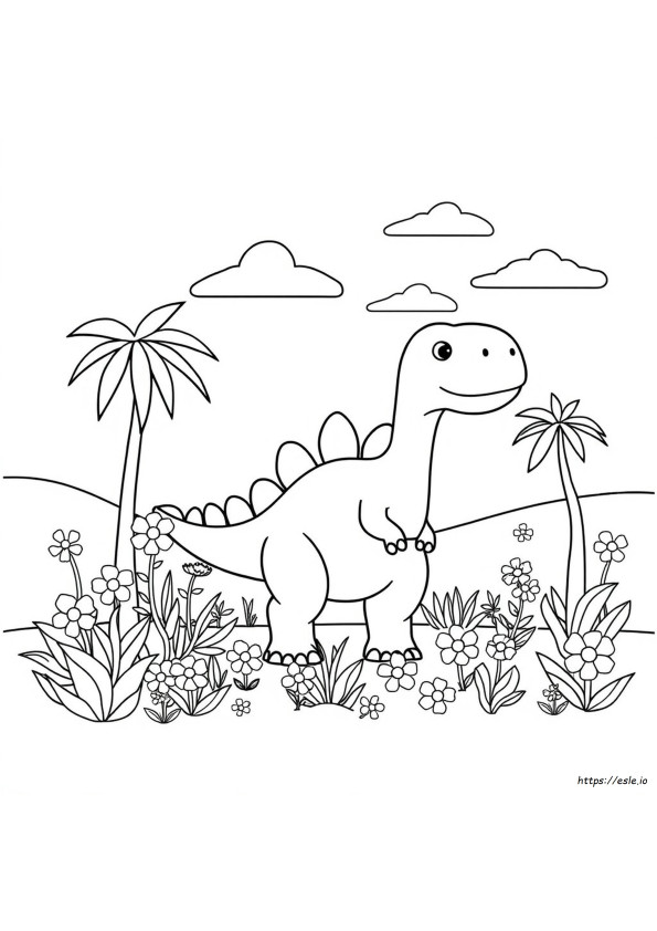 Söpö Dinosaurus Värityskuvat Tulostettava