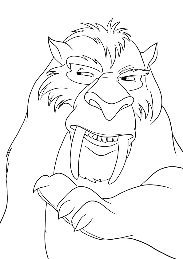 Here is our free printable and ready-for-coloring of Diego from Ice Age