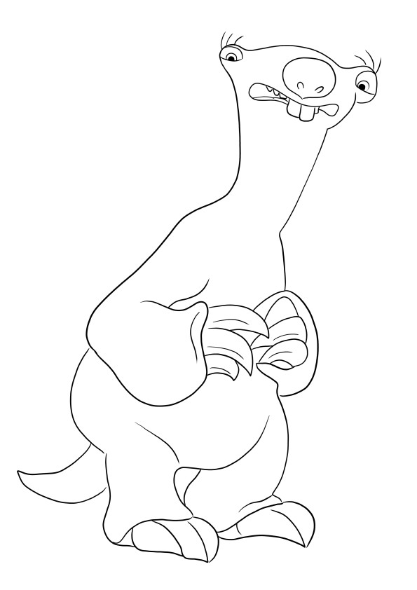 Sid the Sloth is ready for all kids to be printed and colored easily for free