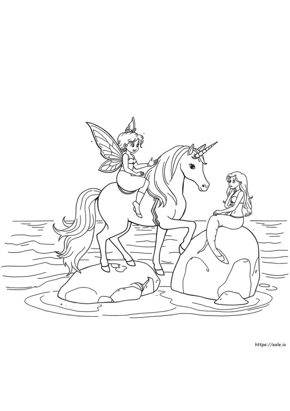 Printable Fairy Unicorn Mermaid Coloring Pages