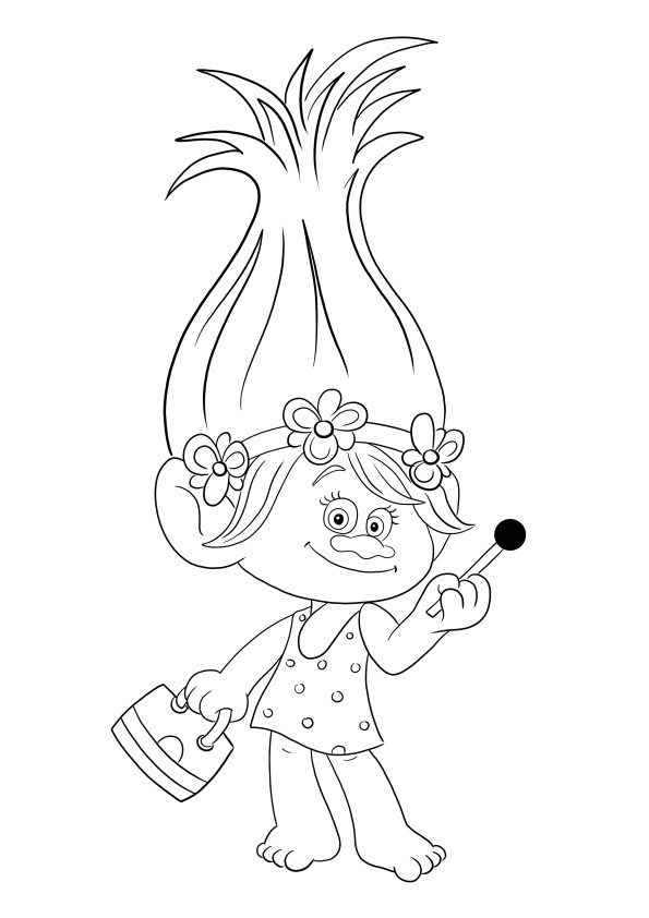 Here is our free coloring picture of Poppy Queen-free to print or download