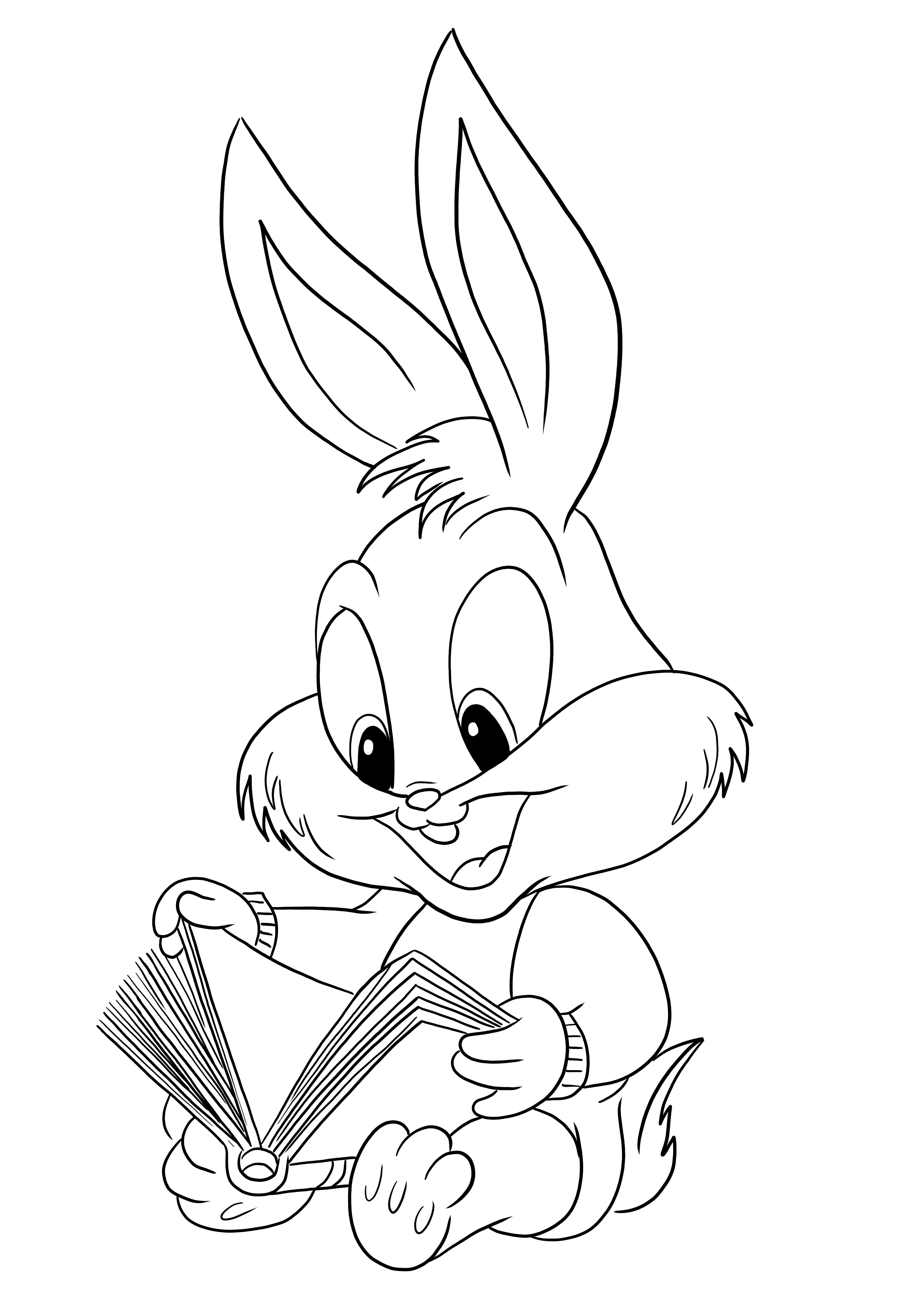 Schattige Buster Bunny gratis om af te drukken en leuk om in te kleuren voor alle kinderen kleurplaat