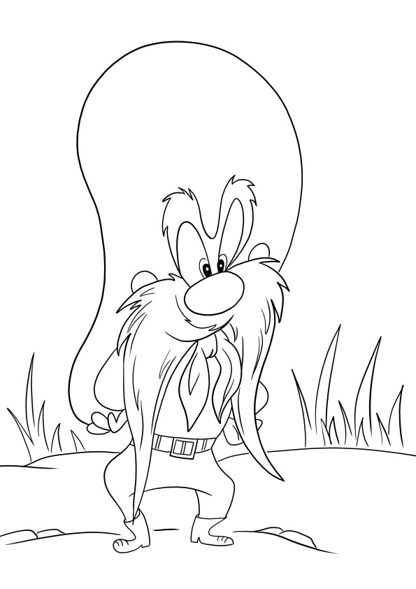 Einfaches Ausmalen von Yosemite Sam von Looney Tunes, kostenlos zum Ausdrucken