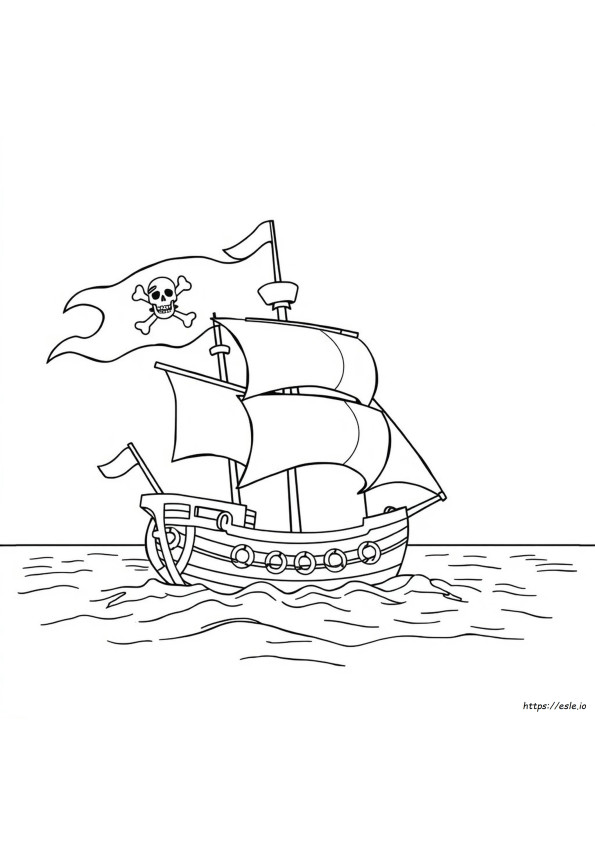 Navio Pirata Para Colorir