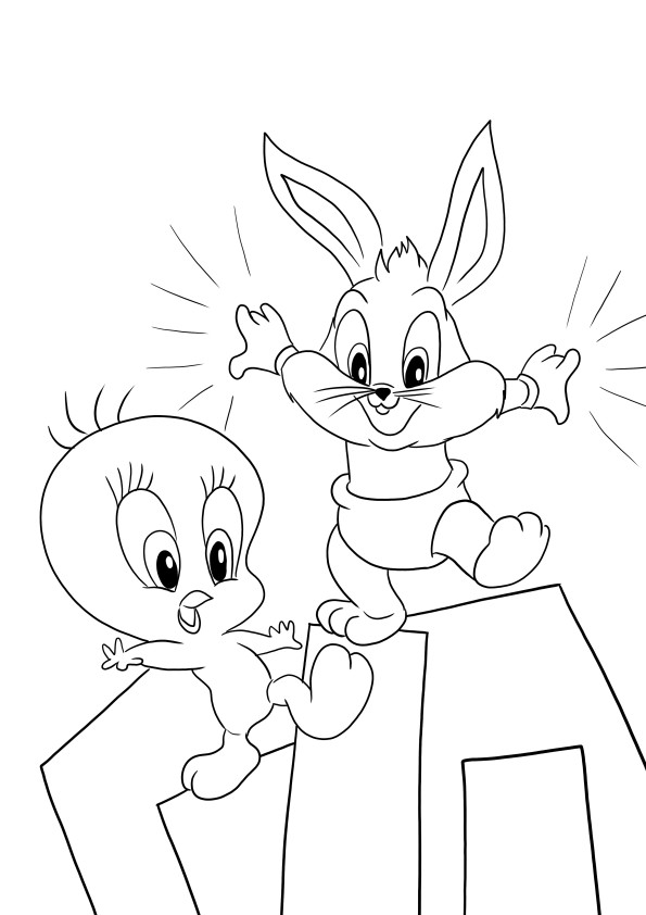 Tweety and Bugs Bunny from Baby Looney Tunes-free printable for coloring