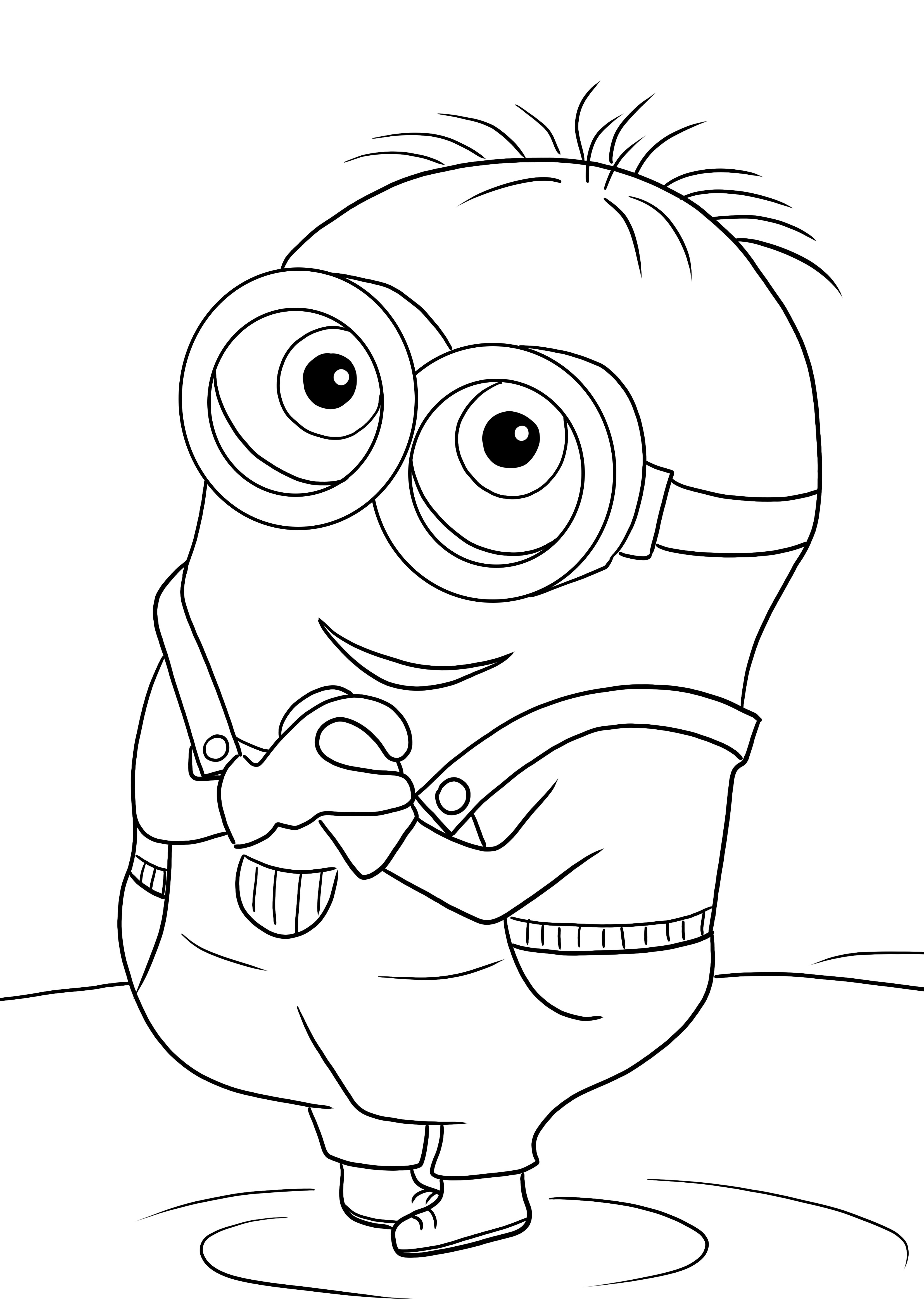 Aquí hay una imagen para colorear gratis de Bob the Minion lindo para descargar o imprimir gratis