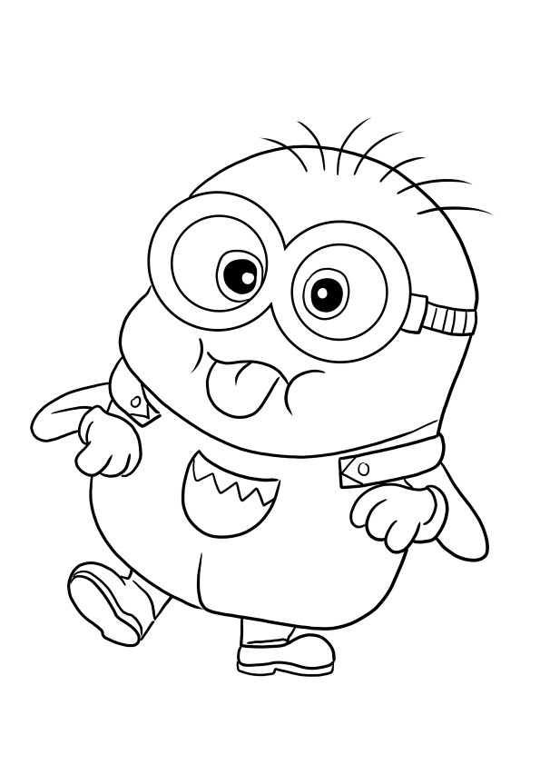 Funny Minion George showing his tongue to download and color for free