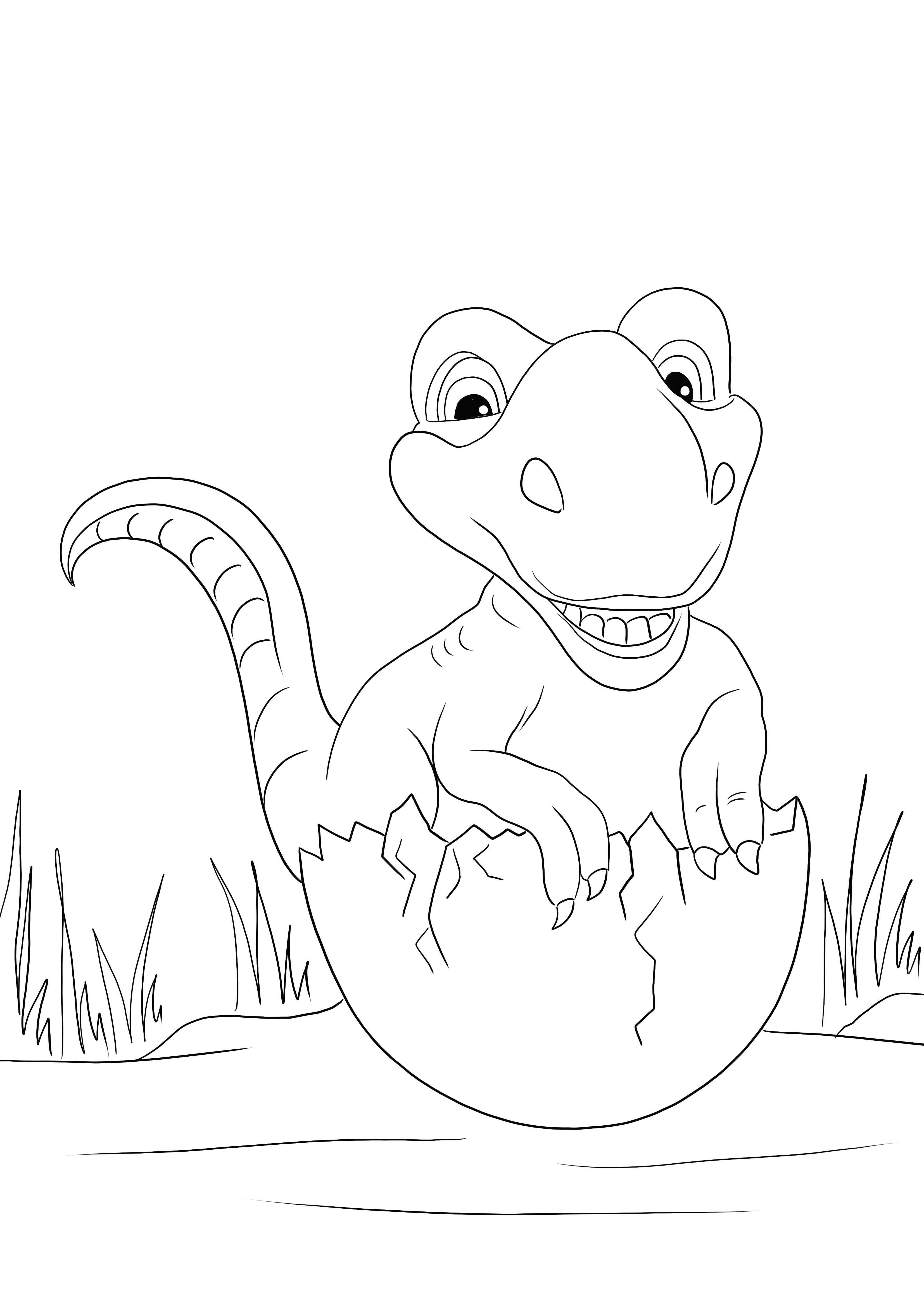 Dinosaur Hatching from Egg para descargar gratis o guardar para una imagen posterior para colorear