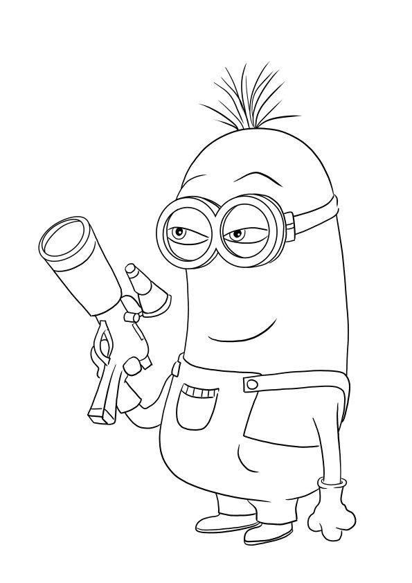 A free printable of Tim the Minion to download or print and color
