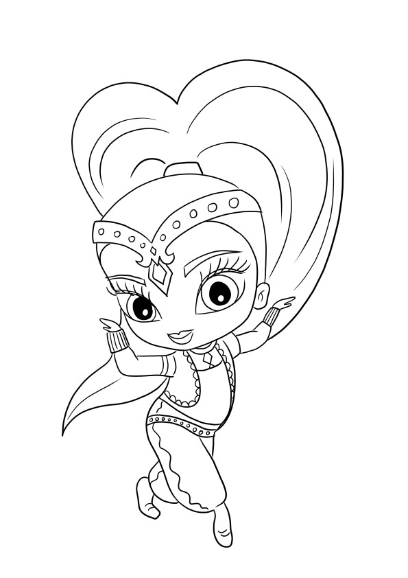 Shine princess coloring image free to print and color with fun