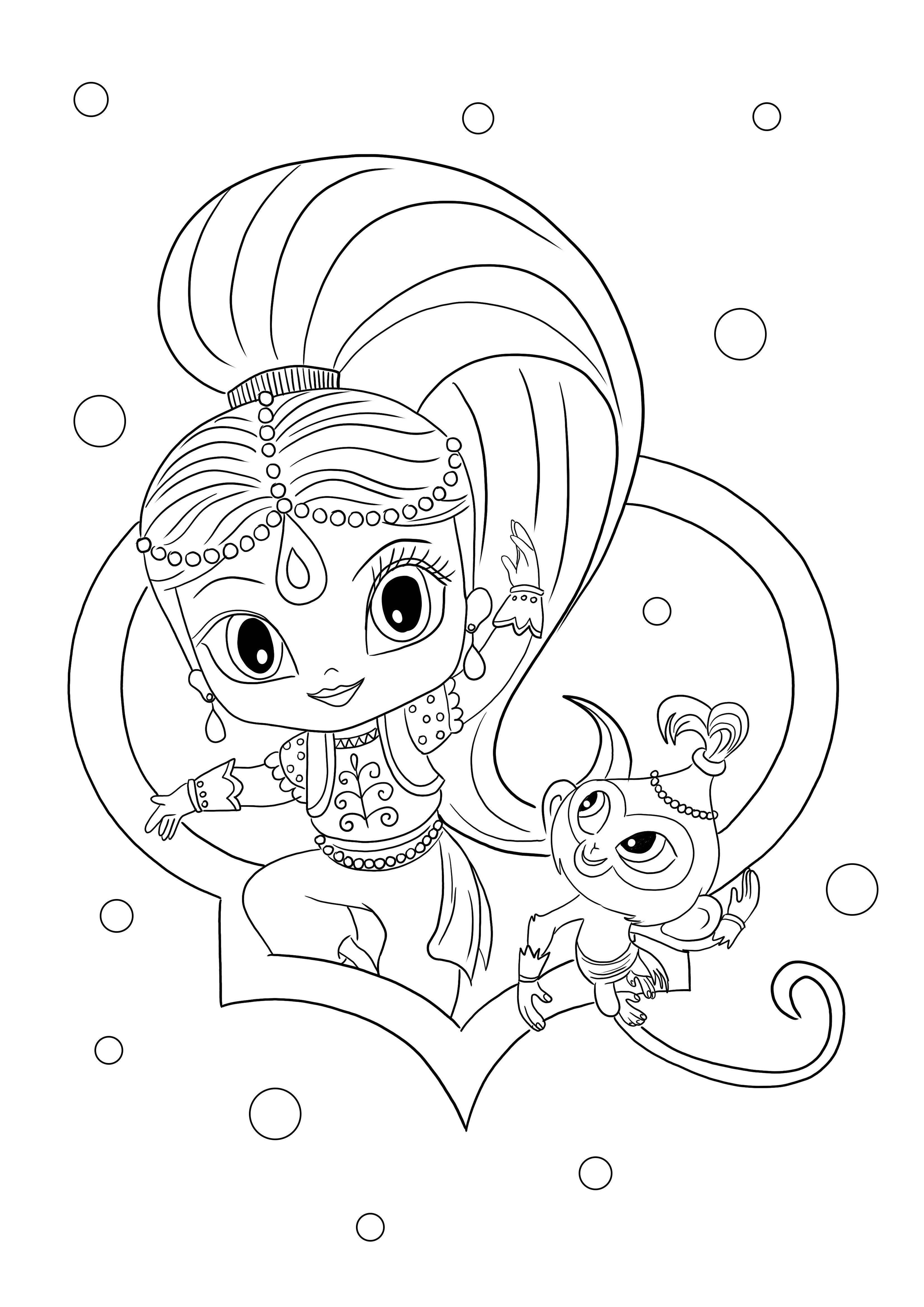 Shimmer and Tala- free printable easy to color and learn with fun page
