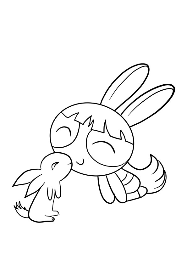 Blossom and Bunny for coloring and downloading for free  for kids