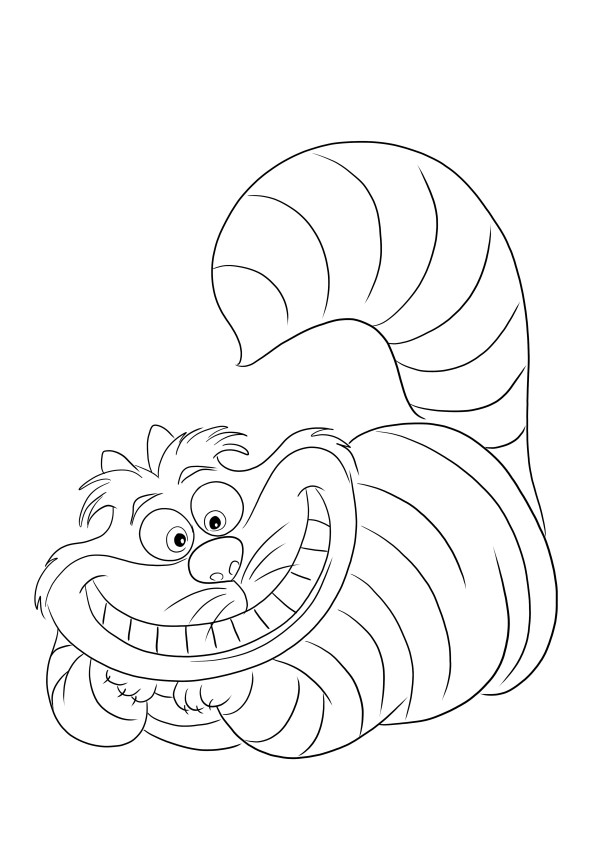 Funny printable of Cheshire Cat-easy to color for kids to have fun