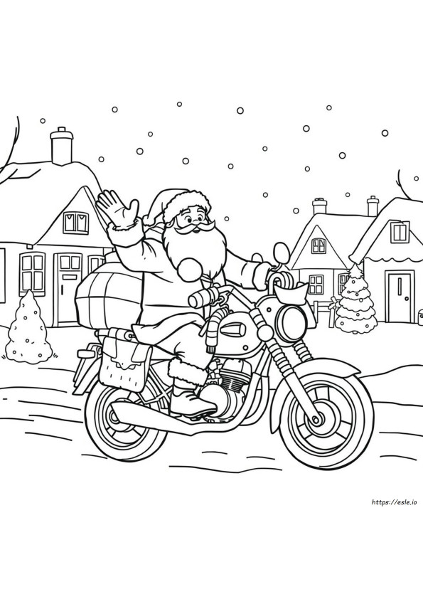Weihnachtsmann Auf Motorrad Ausmalbild