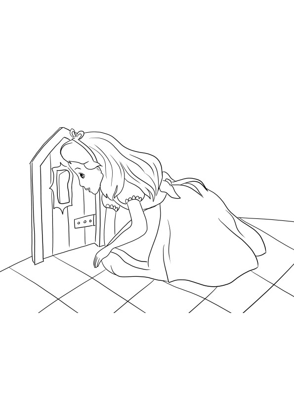 Free coloring and printing picture of Alice looking through the window