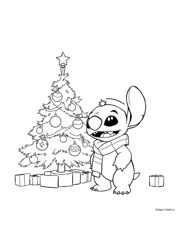 Stitch Christmas Tree Coloring Page