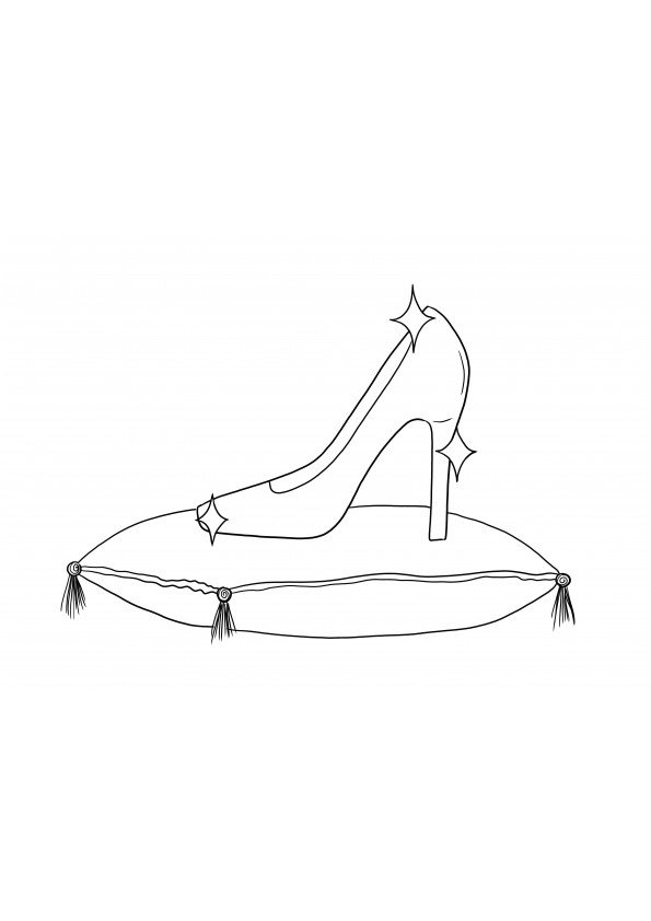 Cinderella shoe-free printable coloring sheet for kids to color