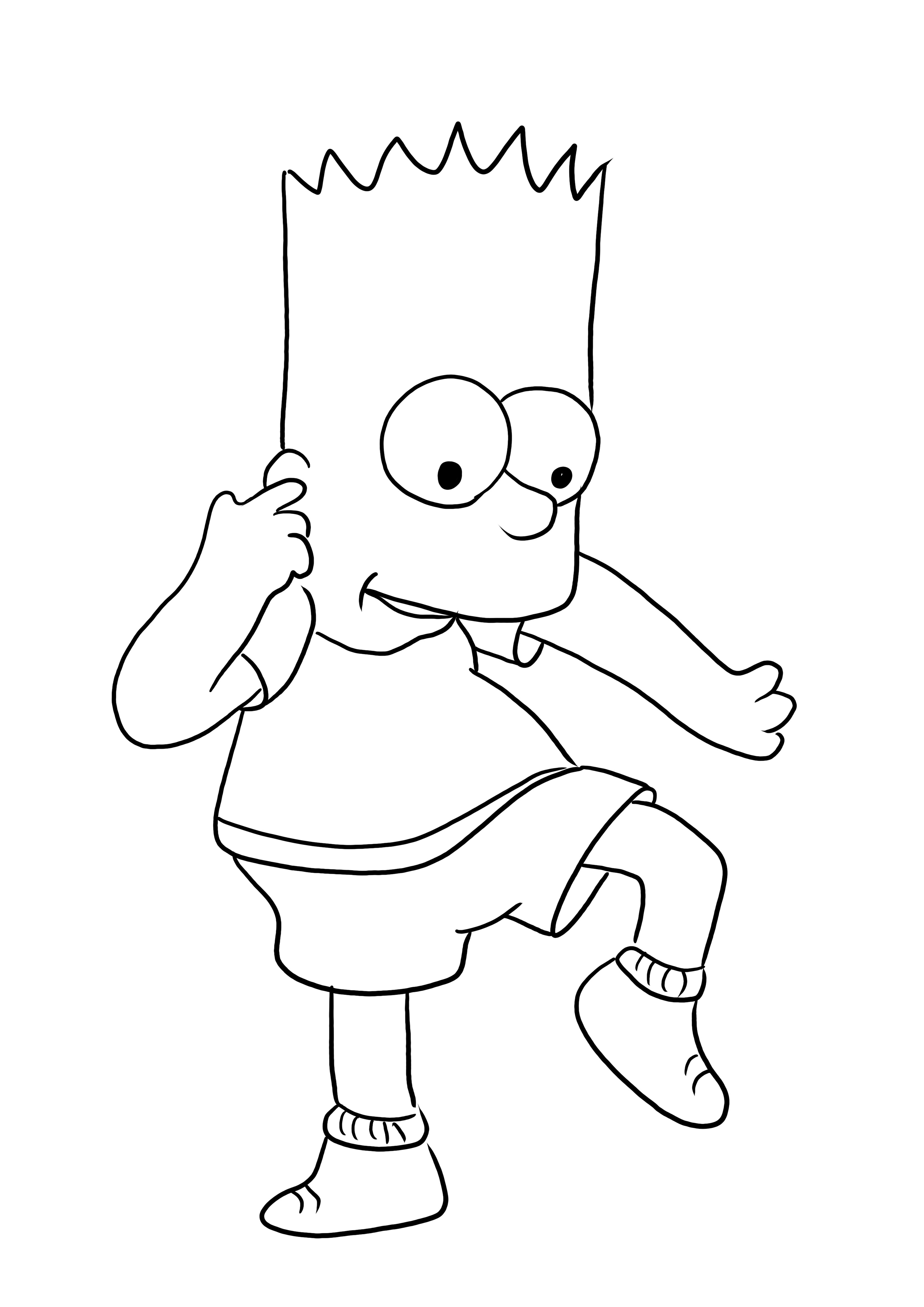 Çocuklar için kolay boyama için Bart Simpson danssız yazdırılabilir