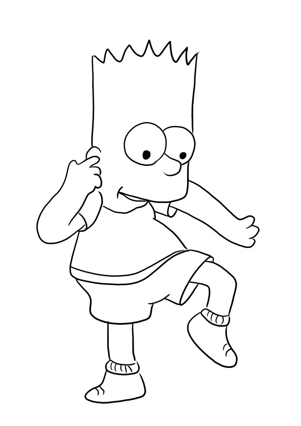 Imprimible sin bailar de Bart Simpson para colorear fácilmente para niños