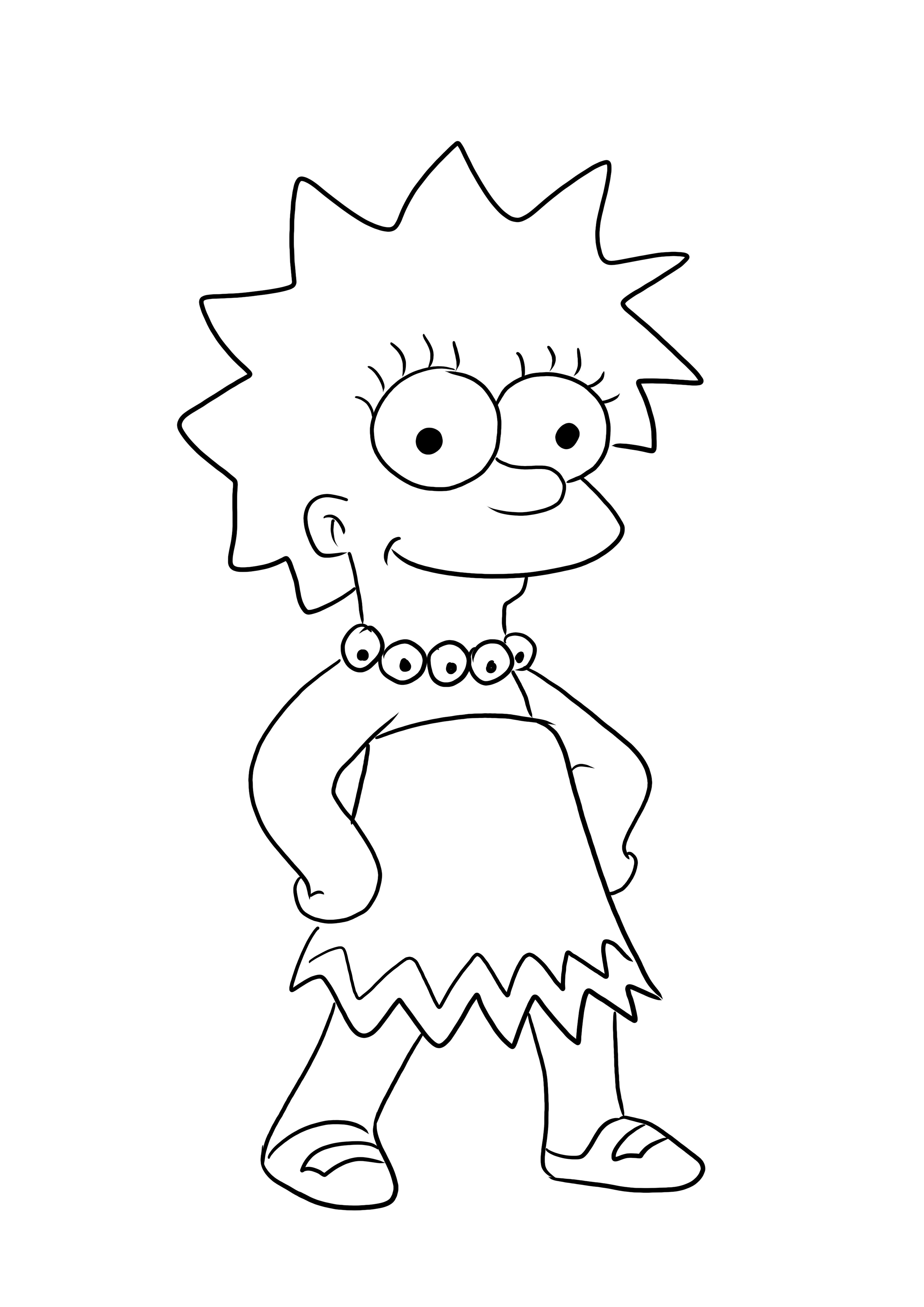 Gambar mewarnai Lisa Simpson yang lucu gratis untuk diunduh atau disimpan untuk nanti