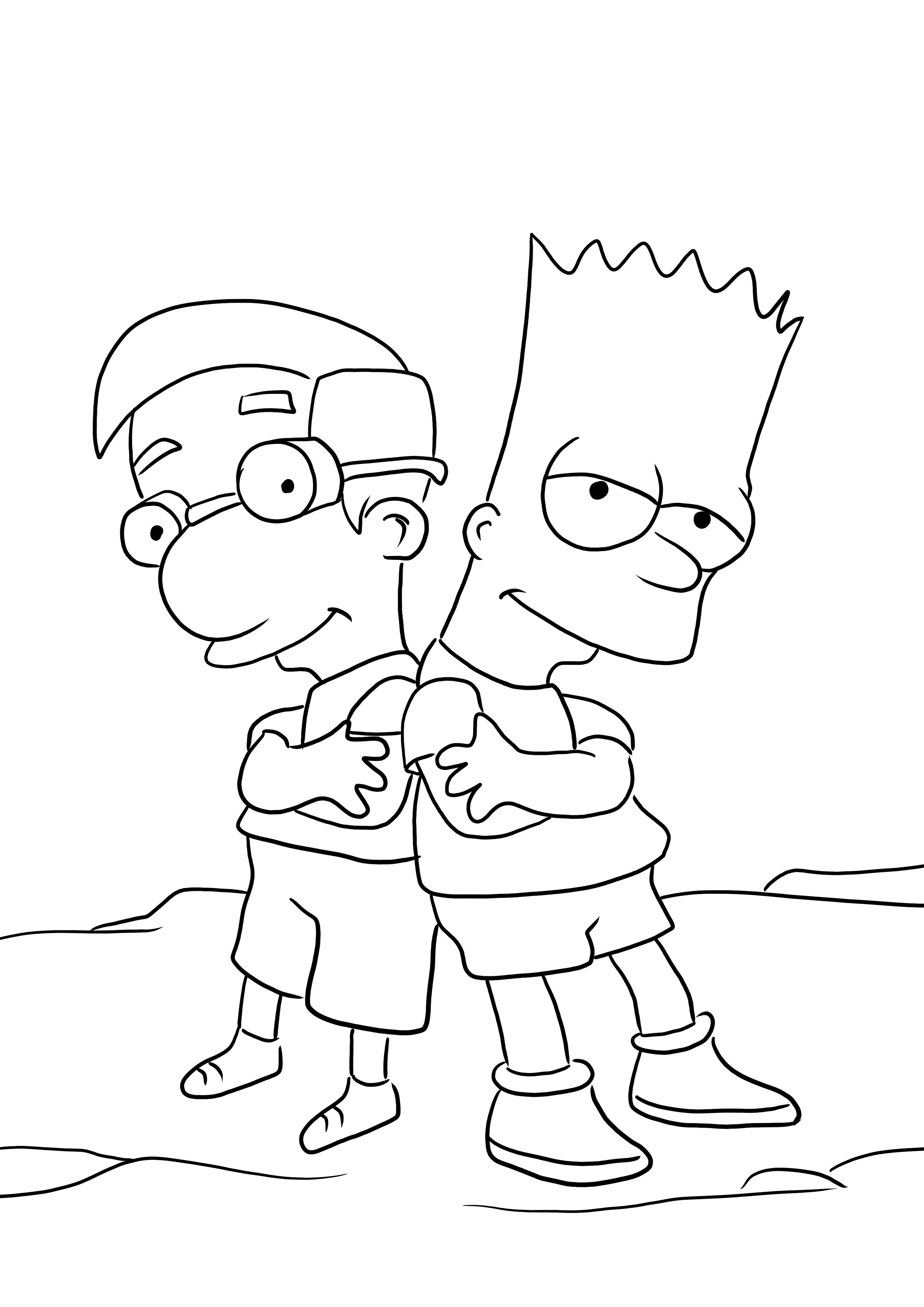 Bart i Millhouse do kolorowania i darmowego pobrania obrazka