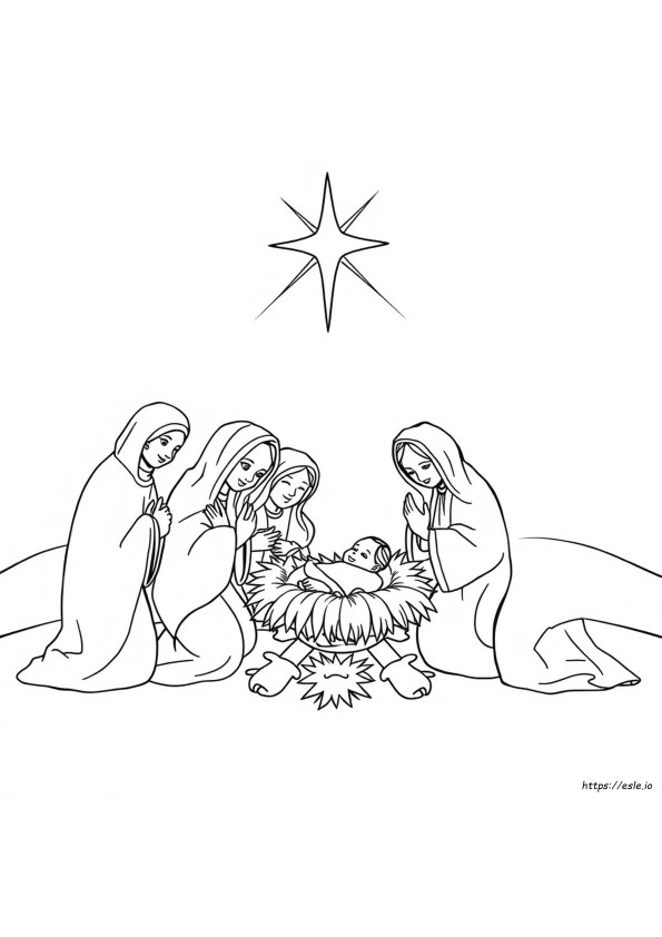 Colouring In Nativity Scene