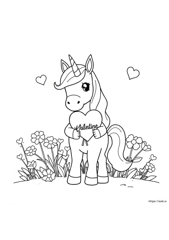 Unicorn Valentine Coloring