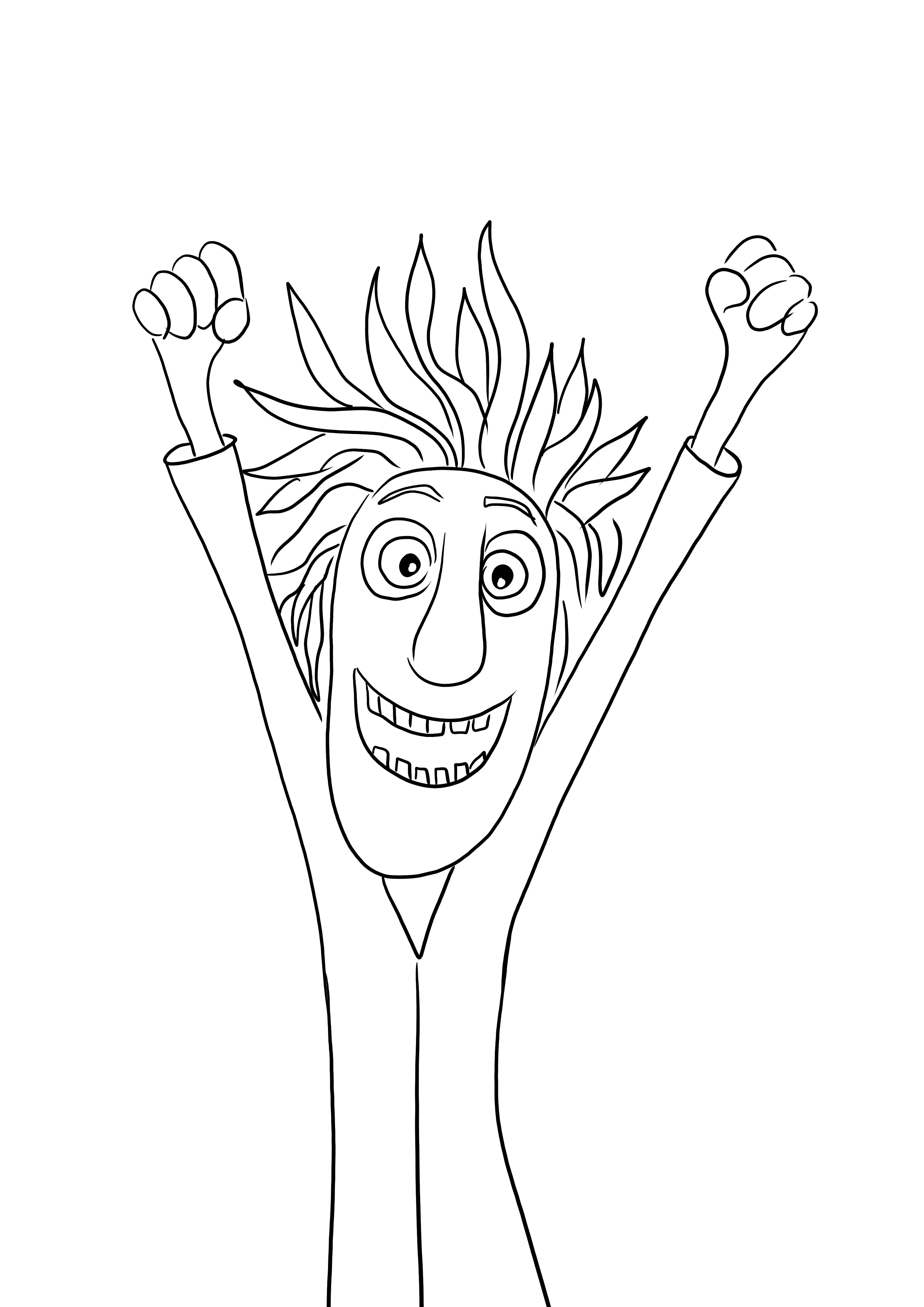Here is a coloring sheet of happy Flint Lockwood-free to print for kids